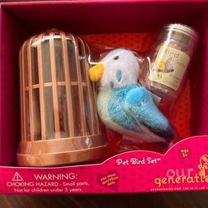 NWT Our Generation Fuzzy Blue Pet Bird Set for 18 inch dolls